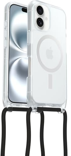 OtterBox React Series Necklace MagSafe Case for iPhone 16, Ultra-Slim, Protective Case with Adjustable and Detachable Necklace Strap, Tested to Military Standard, Clear