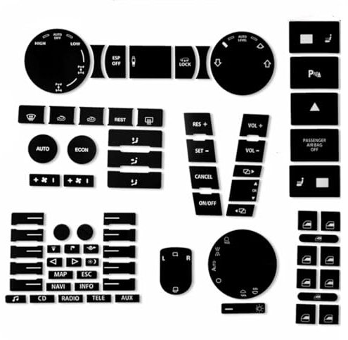 eglci Kompatibel Mit VW Für Touareg 2005 2006 2007 2008 2009 Lenkrad A/C Fenster Klima Tasten Reparatur Aufkleber Abziehbilder Aufkleber Zubehör Autoschalterabdeckung