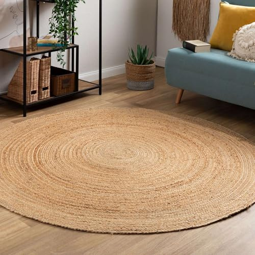 Steffensmeier Natural Goa Round Jute Rug - Handwoven, Eco-Friendly Boho Area Rug for Living Room, Bedroom and Home Décor | Ø 200 cm (6'6)