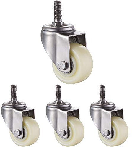 Transportrollen, Nylonrollen, Edelstahl 304, Lenkrollen Mit Bremsen, 360°-Drehung, Schwerlastrollen/4No Brakes/40Mm/M8
