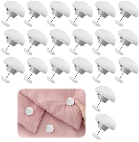 20 Pcs Mushroom Duvet Clips, Non-Slip Duvet Cover Clips to Keep Duvet in Place Fasteners Quilt Clips Snaps with One-Key Unlock for Blanket Bed Sheet Curtain Socks Clothes Mattress Covers (White)