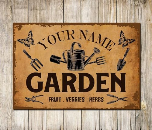PERSONALISED Your Name Rusty Look Garden Signs Decor Gift Metal Plaque