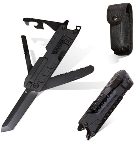 Coltello Multiuso, Multitool, 13 in 1 Coltello Multifunzione in Acciaio Inossidabile, Pinza Multiuso con Coltello, Cacciavite per Campeggio, Apribottiglie e Rompivetro, per Escursionismo, Cacci