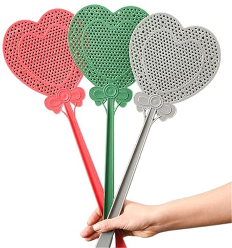 SXTYYH Carino Amore A Forma di Cuore Paletta Mosche, Addensato E Antiscivolo Impugnatura Ergonomica, for La Disinfestazione di Interni Ed Esterni Controllo dei Parassiti