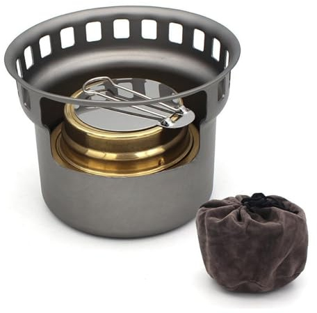 Jorzer Titanium Alcohol Stove Spirit Burner Outdoor Wood Stove with Stands Brackets Camping Multi-Fuels Ultralight Backpacking Stoves (Furnace only)