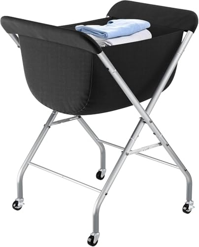 ELYKEN Carrello per il bucato con ruote, cesto per i vestiti con struttura in metallo robusta, altezza 83,8 cm, cesto portabiancheria facile da spostare con sacco interno removibile da 118L, con 4