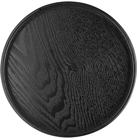 Bandeja de Servicio Negro, Mesas de Mesa de Baja en Forma Redonda Bandejas Decorativas D the Café Gastronomía Platos de Servicio Plato para Vajilla de Restauración