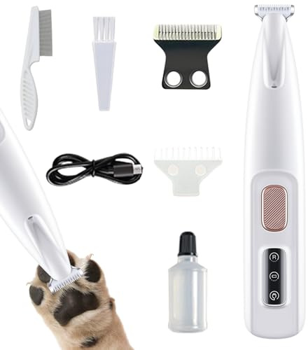Paw Trim Pro Pfotentrimmer, Superleise Pfotentrimmer für Hunde in Sekundenschnelle, Wasserdicht Hundepfoten Trimmer mit LED-Licht für Hunde Katzen Pfoten, Augen, Ohren, Gesicht, Körp