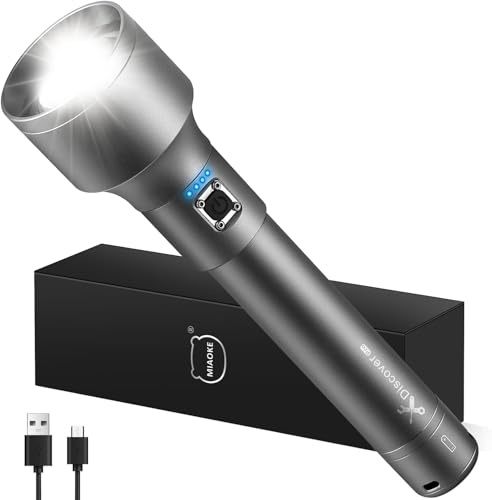 MIAOKE 250,000 Flashlights High Lumens, for Home, Camping, Emergencies | IPX7 & Zoomable XHP-90 Led Super Bright Rechargeable Flashlight with 3 Lighting Modes,Best Gift for Man