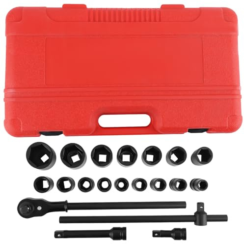 maXpeedingrods 3/4 Drive Deep Impact Socket Set 6-Point 19-50mm | Metric Heavy Duty Hexagon Impact Socket Tool Sets Garage Repair Socket Wrench Ratchets for Wheel Axle Nuts