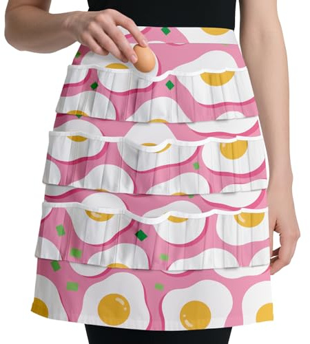 CUTHOLLOW Omelette Tablier de Collecte d’œufs pour Adultes, Femmes, Ménagères, avec 18 Poches Profondes pour Ramasser les œufs de Poule, Tablier de Maintien avec Fermetures élastiques