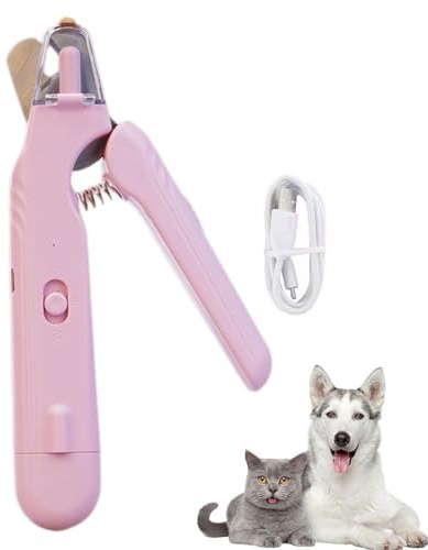 2 in1 Lautloses Krallenzwick und -schleifgerät für Hunde – Leise, Wiederaufladbar & Schonend, Elektrisch Krallenschleifer mit LED Licht, Nagelschere Trimmer Nagelfeile für Hunde und Katzen (Rosa)