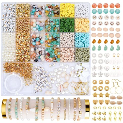 YJWZ Natürliche Amazonit Armbänder Selber Machen Kinder Erwachsene 6mm Edelstein Perlen für Armbänder Zum Auffädeln Kit Schmuck Selber Machen Set für DIY Halskette Ohrringe Kette