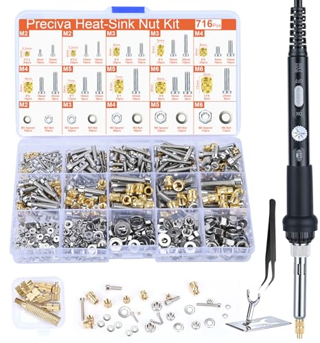 Preciva Gewindeeinsätze Lötspitzen Set mit Schrauben Muttern Sortiment Set M2 M3 M4 M5 M6