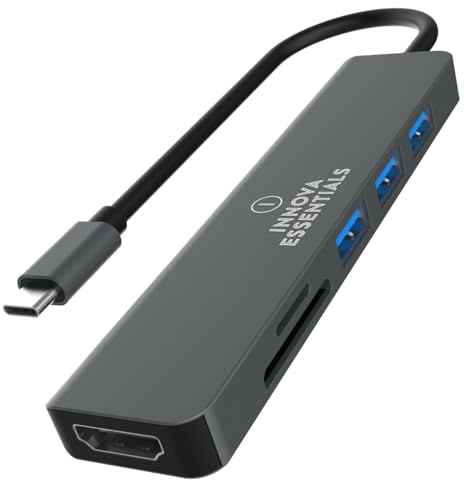 Innova 6-in-1 USB-C Hub mit 4K@30Hz HDMI, 85W Power Delivery, USB-A/C-3.0-Ports mit 5 Gbps und SD/microSD-Kartenleser für USB-C Geräte (ohne Netzteil)