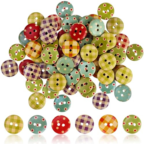 JAXICREY 200 Stück Holzknöpfe für Strickjacke Kinder, Bunte Knöpfe Groß, Kinderknöpfe 15mm, Babyknöpfe, Druckknöpfe Zum Annähen, Bunte Knöpfe Zum Basteln, Druckknopf Set, Buttons für Nähen, DIY
