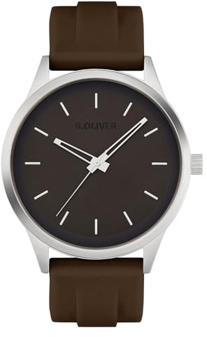 s.Oliver Herrenuhr mit Silikonband - 44 mm - Unisex Silikonuhr für Herren - analoge Armbanduhr mit Quarzwerk - hoher 3 ATM wasserdicht - Kratzfest