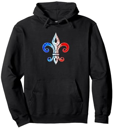 Lys, Fleur de lys, Fleur de lis, héraldique, France, Symbole Sweat à Capuche, Unisexe pour Adultes, Noir, XXL