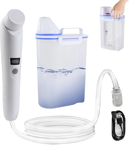 Bidet électrique portable (5 x 14 cm) avec réservoir d'eau de 3 l et batterie USB, pour camping, voyage, salle de bain et extérieur