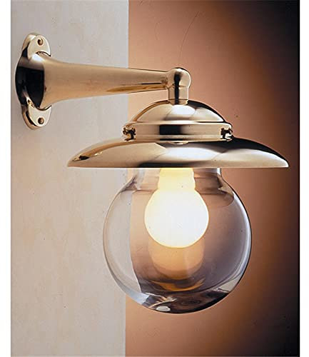 Licht-Erlebnisse Außenwandleuchte Laterne Messing Glas rostfrei IP43 maritime Lampe Außen Haus Haustür Hof