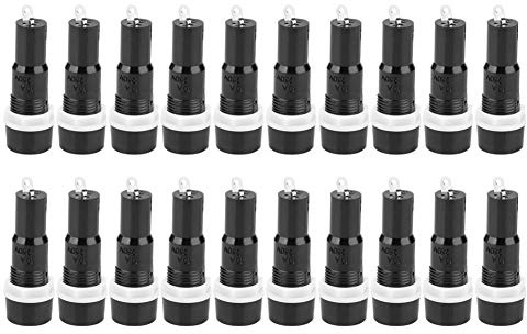 Schraubkappenhalter für elektrische Schalttafel, 10 A/250 V, 5 x 20 mm, Schwarz, 20 Stück