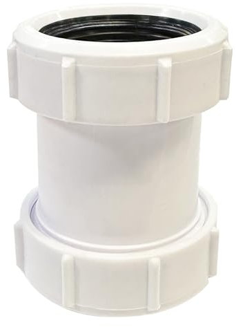 Raccordo a compressione dritto per tubi da 40 mm, in PVC (cloruro di polivinile), per tubi di scarico della vasca da bagno da 1/2, confezione da 1