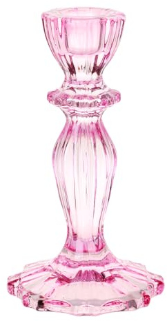 Portacandele in Vetro Rosa Talking Tables – Supporto Decorativo per Candele a Stelo, San Valentino, Matrimonio, Compleanno, Anniversario, Arredo Casa