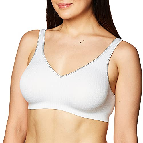 Hanes Bygellös bh, mjuk bekväm t-shirt-bh med full täckning, 1-pack/2-pack, L
