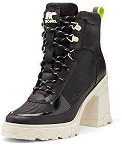 SOREL Women's Brex Boot Lace — Black, Chalk — Waterproof Leather Rain Boot — Size 10