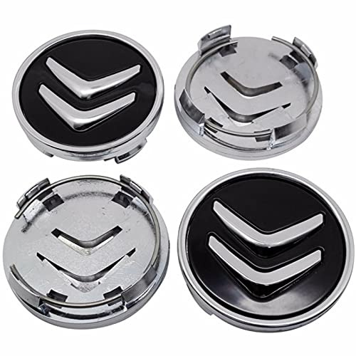 4 tapacubos negros compatibles con Citroen C1, C3, C4, C5, C6, DS3, 60 mm, borde de llantas de aluminio