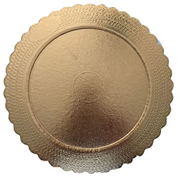 MAQA Sottotorta tondo per torte in cartone pressato da Diametro 20 a 32 cm, vassoio sotto porta oro in cartoncino 74/26 cm