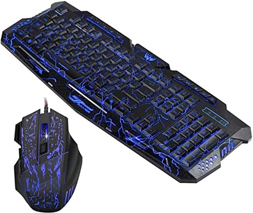 NCRD Gaming Keyboard Mouse Cuffie e Mouse Kit PORTATO Retroilluminato cablato