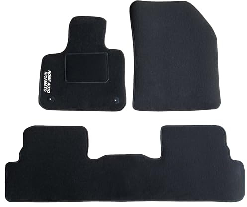 Auto Accessori Lupex | Juego de 3 Alfombrillas de Coche compatibles con 3008 (2009-2016) con 2 Clips de fijación | Alfombras moldeadas de moqueta con Bordado en el Lado del Conductor