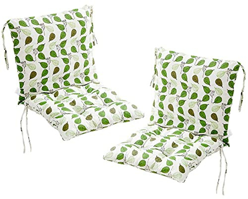 Huachaoxiang 2 Stück Stuhlkissen mit Rückenteil Sitz, Rückenkissen mit Bänder, Niedriglehner Auflage Polsterauflage Gartenstuhl (40X80cm),Grün
