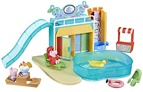 Peppa Pig Le Parc Aquatique de Peppa, Coffret avec 2 Figurines et 15 Accessoires, Jouet pour Enfants