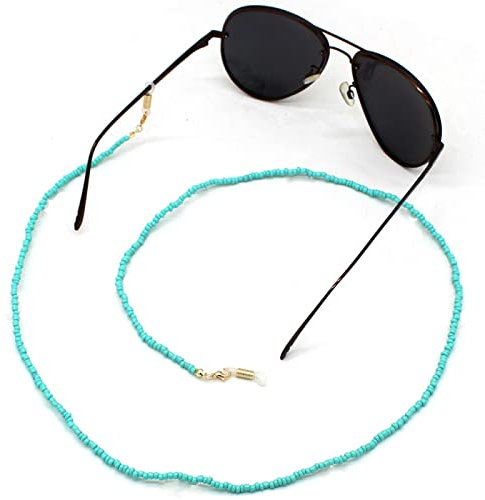 Brillenkette Anti-Lost Brillenband Perlenkette Mode Lesebrille Sonnenbrille Brillenhalter Halsband Blau-1