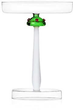 Ichendorf Milano Alzata Fungo Verde Punti Rossi | Collezione Alice | H 15 cm | Vetro Borosilicato | Fatto a Mano