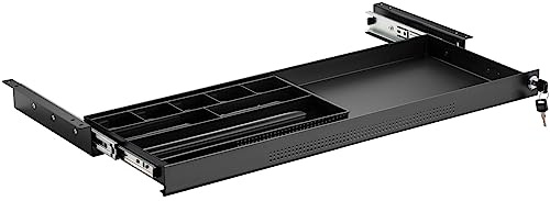 CAVO Dokumentenschublade abschließbar aus Stahl 740 x 250 mm | inkl. Schubladeneinsatz schwarz Schreibtischschublade Unterbauschublade