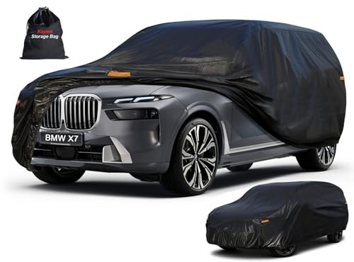 Kayme Funda de coche SUV de 7 capas para BMW X7 (2018-2024, impermeable, para todo tipo de clima, protección UV contra la lluvia, el sol, color negro)