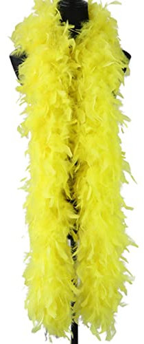 JUSHIW 90 Gramm Truthahnfeder-Boa, natürlicher Truthahnfeder-Schal für Kostüm, Party, Kleid, Dekoration, Schal, 2 Meter, Gelb, 1 Stück