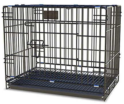 WYRMB Hundekäfig – Hundelaufstall, 2-türiger Drahtkäfig/Haus, Faltbare Hundekäfig aus Metall, Welpenkäfig mit Abnehmbarer Kunststoffschale (70 x 50 x 60 cm, geeignet für 15 kg)