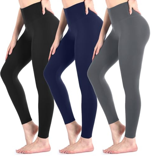 Sanpetix 3 Pack Black Leggings for Women | High waisted, Buttery soft Lightweight fabric, 4-way Streach, Ideal for workout running yoga daily wear
