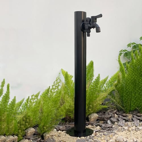 Outdoor Faucet Vertical Garden Water Column, 304 Stainless Steel Cylindrical Freestanding Hose Stand Proof Outside, Outdoor Floor Mounted Water Tap, Water Feature Fountain