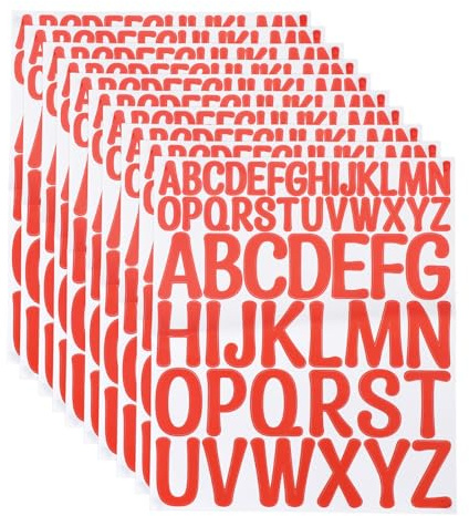 QUARKZMAN 624 Stück Vinyl Buchstaben Aufkleber, 12 Blätter 2 Zoll Rote künstlerische Schrift Selbstklebende Niedliche Alphabet Aufkleber für DIY Geschenkkarten Notizbuch