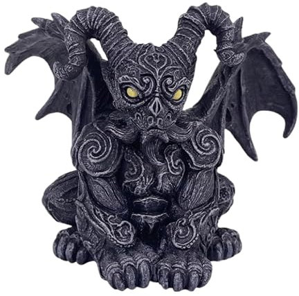 Pujipu Gargoyle Statues Outdoor Large Winged Gargoyle Sculpture Sitting Halloween Gargoyle Gothic Creep Scary Resin Figurines Garden Lawn Backyard Office Home Decor