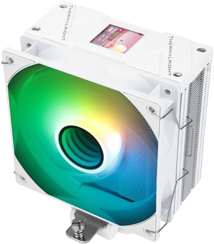 Thermalright Assassin Spirit 120 Vision ARGB - Enfriador de CPU blanco, disipador de calor para computadora, 4 tubos de calor, pantalla de PC con 1.54 pulgadas, potencia de resolución de 240 x 240,