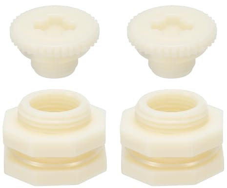 PATIKIL Raccordo Paratia ABS G 1/2, 2pz Raccordo a Doppio Filetto Serbatoio d'Acqua con Guarnizione in PVC per Secchio Pioggia, Lavandini, Acquari, Bianco