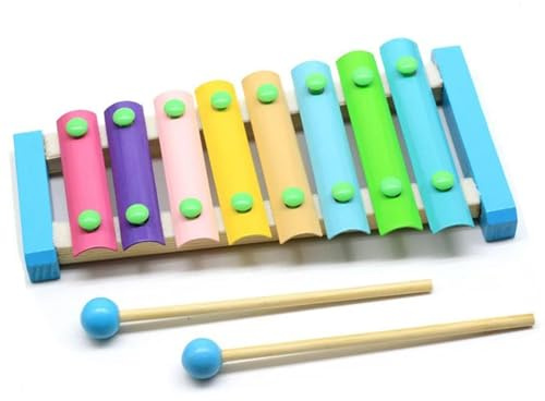 Xylophon-Instrument 8 Noten Holz-Xylophon Mit 2 Holzschlägeln Bunten Tasten Kleines Xylophon-Schlaginstrument