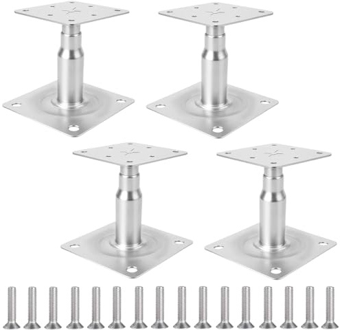 YushengTai Stolphållare, 4 stycken stolpar, justerbar höjd med 16 skruvar, 100–140 mm stöd, justerbar höjd för staket, skydd, carportar, pergolor, byggarbeten