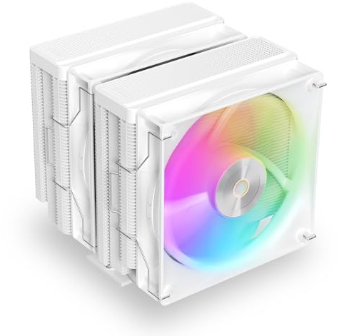 Delta A62 ARGB CPU Cooler,CPU Air Cooler with ARGB Function,120MM Hydraulic Bearing Silence PWM Fan,6 Copper Heat Pipes,Computer CPU Cooling Fan for AMD AM4/AM5,Intel LGA 115X/1200/1700/1851,WH
